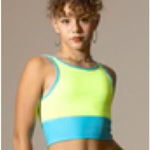Neon Yellow and Blue Kids Dance Crop Top